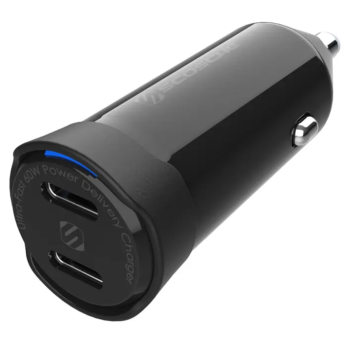 Cargador doble de coche con suministro de energia USB-C 60W – Ondamatica